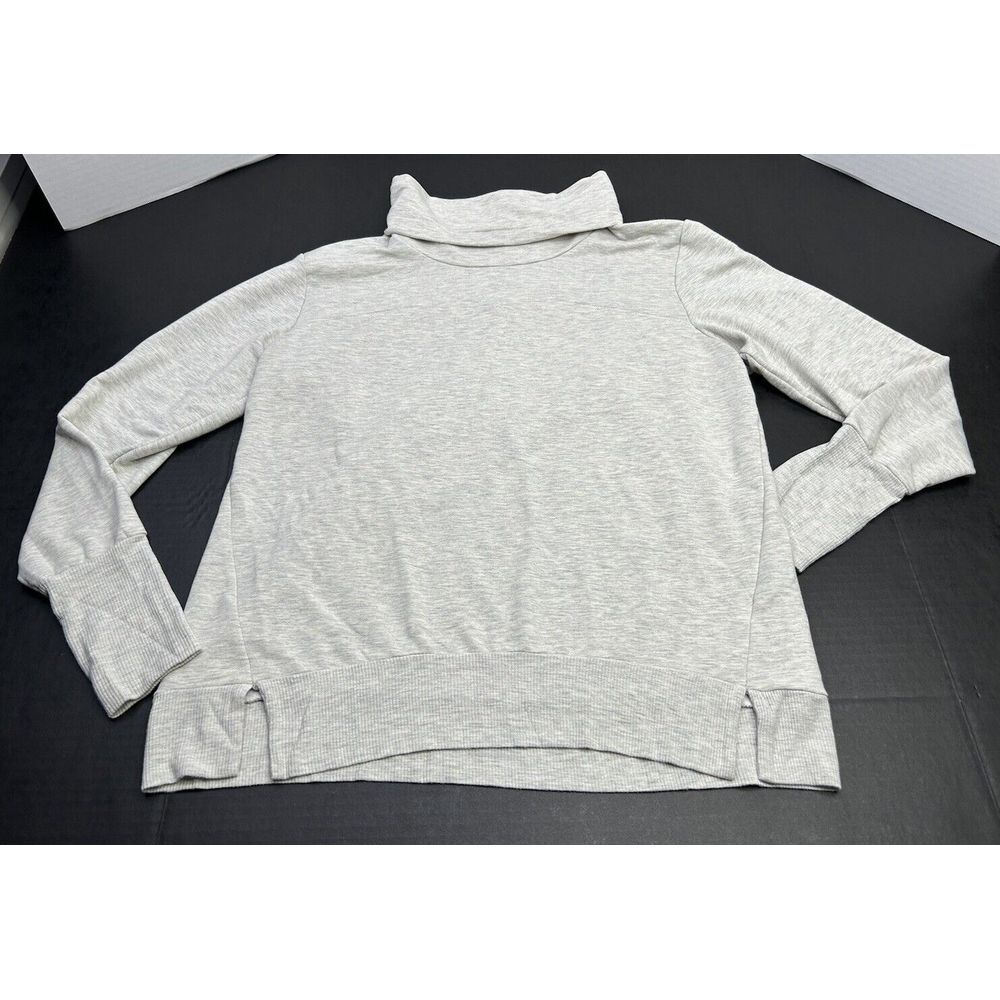 Te Verde Turtleneck Long Sleeve Shirt Women's Large Beige + Light Gray Stretch
